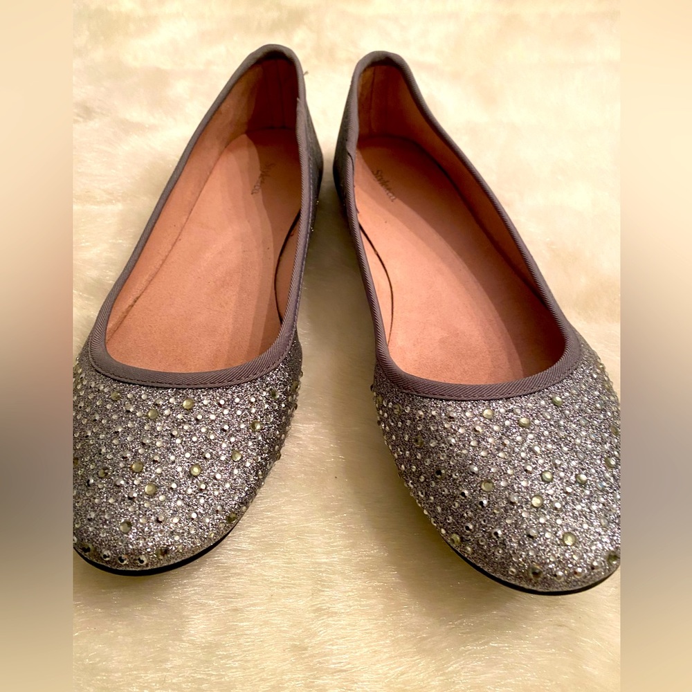 Jeweled Silver Cinderella Style & Co Flats
